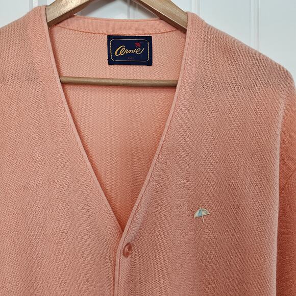 Vintage Arnie Cardigan Womens XL Pink 70s Preppy Rockabilly Cottage Academia - Picture 5 of 10